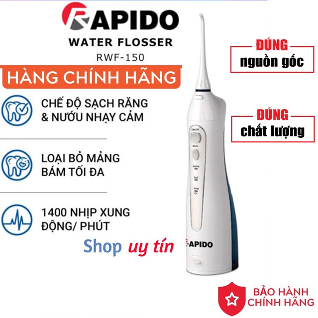Tăm nước RAPIDO RWB-300 - Máy tăm nước cầm tay công nghệ Đức làm sạch răng và mảng bám hiệu quả 3- BẢO HÀNH CHÍNH HÃNG
