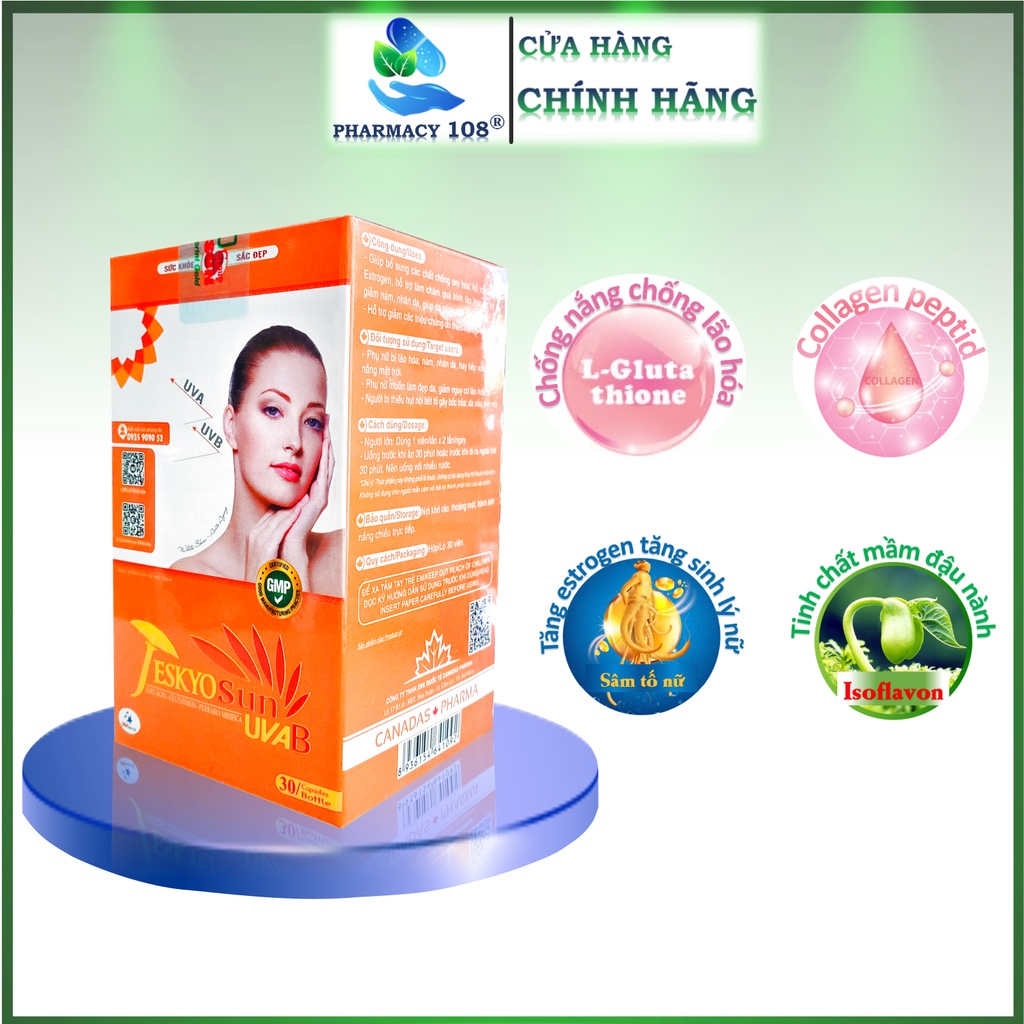 Viên uống tăng nội tiết tố nữ✅FREESHIP✅Hộp Jeskyo Sun UvaB giữ nét xuất + tinh chất trắng da chống nắng 30 viên