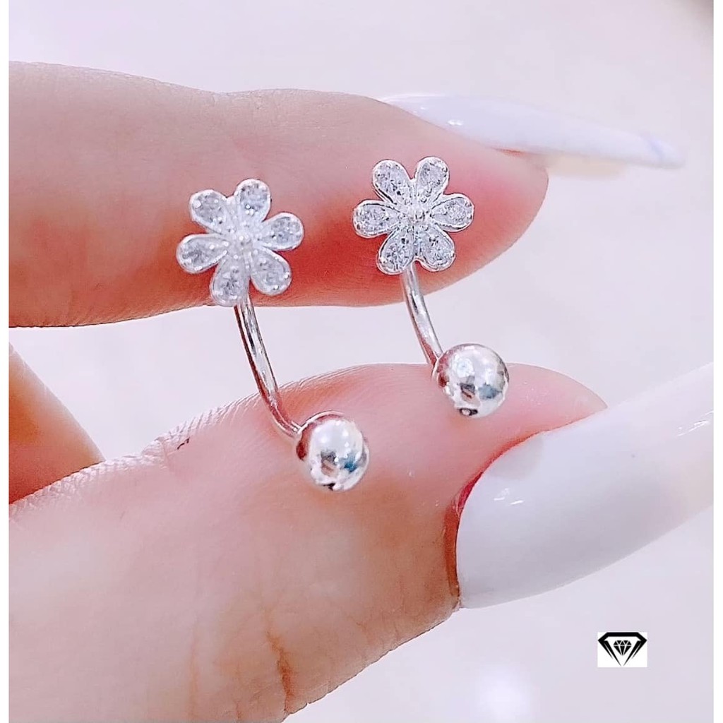 Bông tai nữ bạc ta mẫu 2in1 trẻ trung,MS50,Vàng bạc an chi