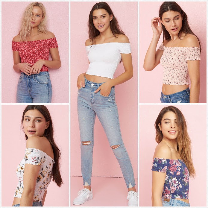 Áo Garage Smoked Off Shoulder Top