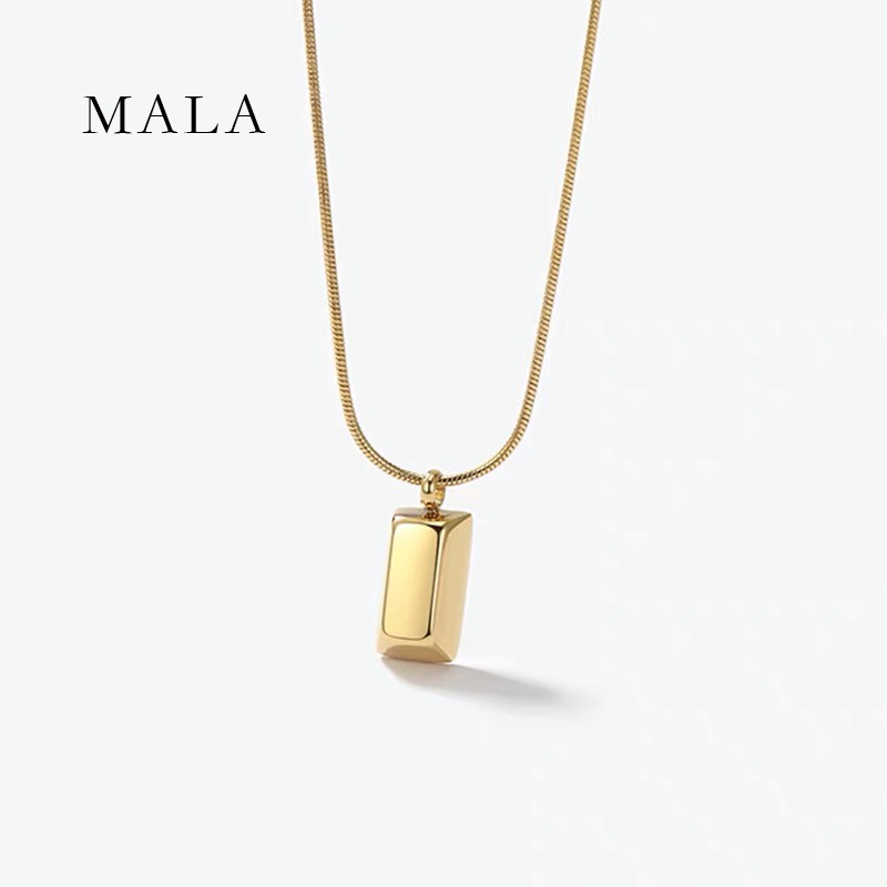 Vòng cổ MAYEBE LAVEND từ thép titan mạ vàng 18k mặt hình chữ nhật đơn giản phong cách Hàn Quốc