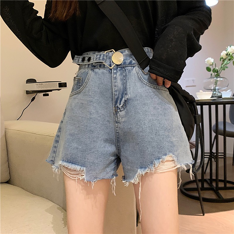 Quần Đùi Xiaozhainv Denim Lưng Cao Ống Rộng Xinh Xắn Cho Phái Nữ | BigBuy360 - bigbuy360.vn