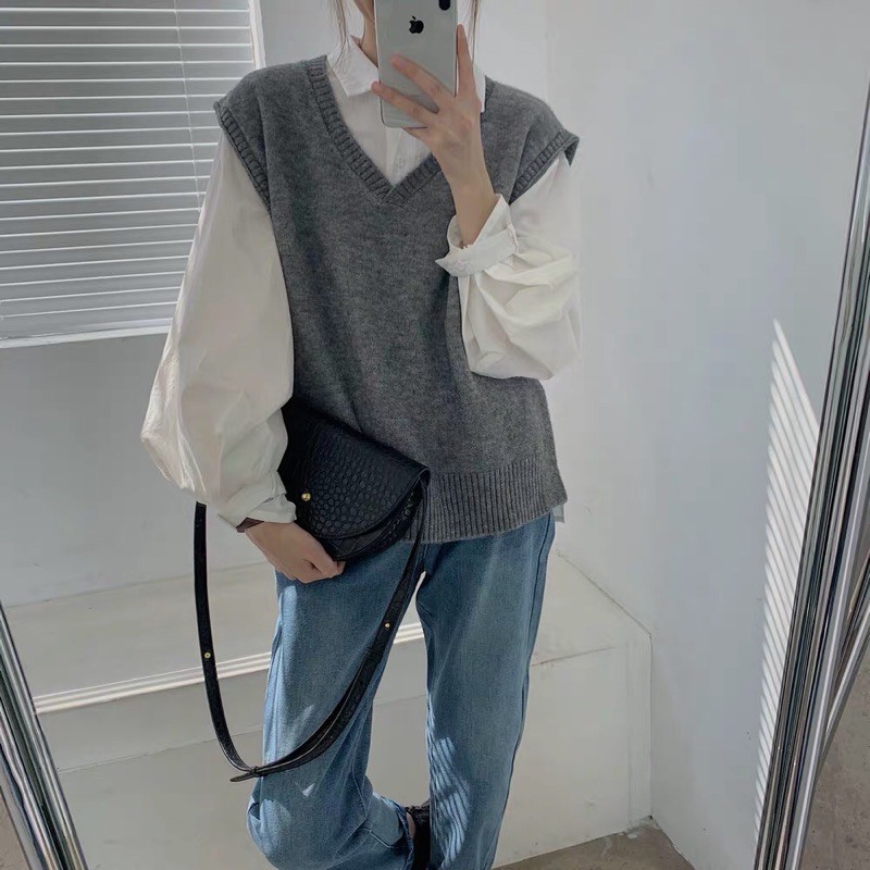 [ORDER] Áo gile len Hàn thu đông mẫu mới xẻ tà ✨ hàng thiết kế chất đẹp ko xù
