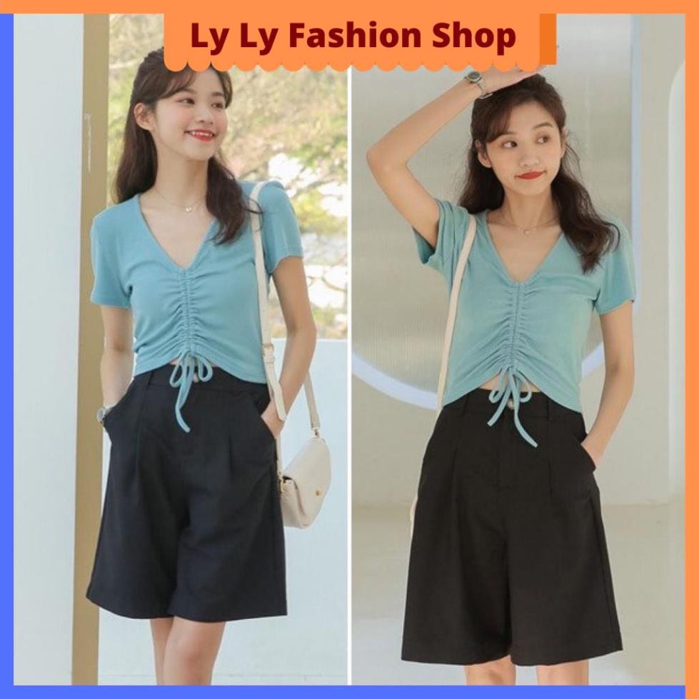 Quần Lửng Nữ Ống Rộng Hàn Quốc LyLy Quần Sooc Đùi Lửng Culottes Ngố Màu Đen Đẹp Mặc Nhà Vải Thun Tuyết Mưa QD006
