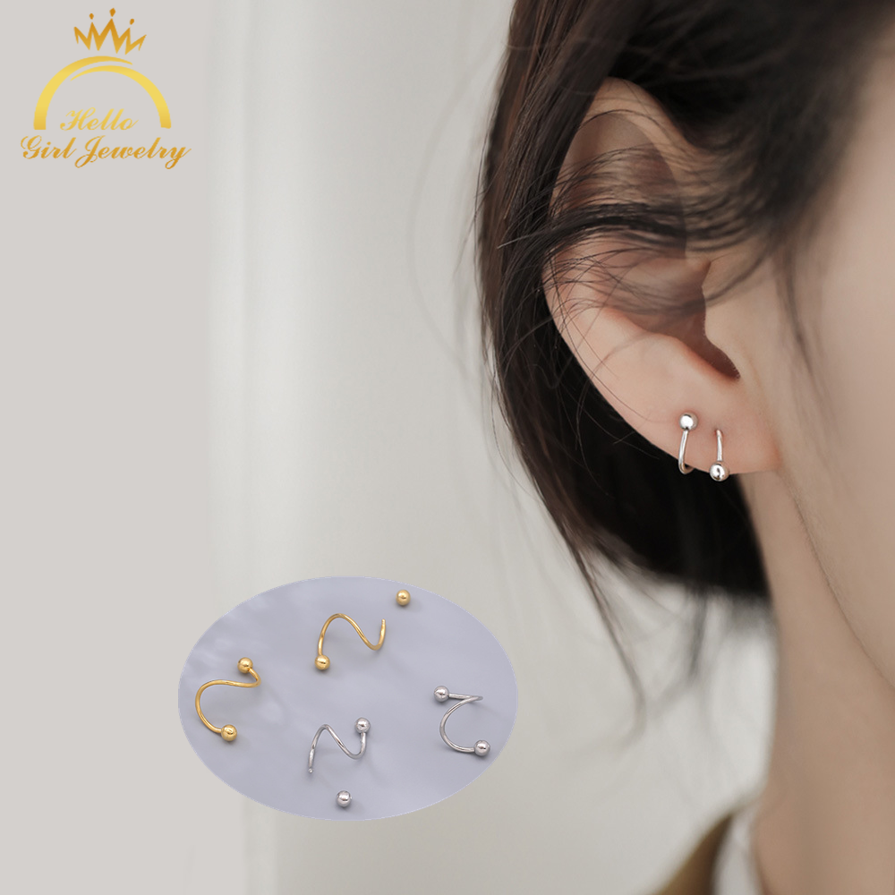 Bông tai thiết kế xoắn ốc kiểu dáng đơn giản dành cho nữ