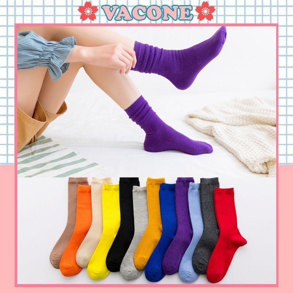 Tất nhún Vacone vớ nữ trơn cổ cao nhiều màu style Hàn Quốc TN11