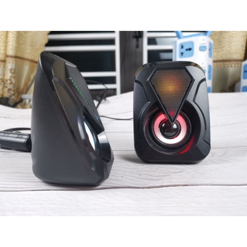 Loa vi tính học online cắm nguồn USB GrownTech E-1053 để bàn cao cấp,âm thanh siêu hay có đèn led 7 màu nháy theo nhạc