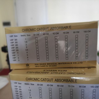Chỉ catgut số 1/0, 2/0, 3/0, 4/0, 5/0