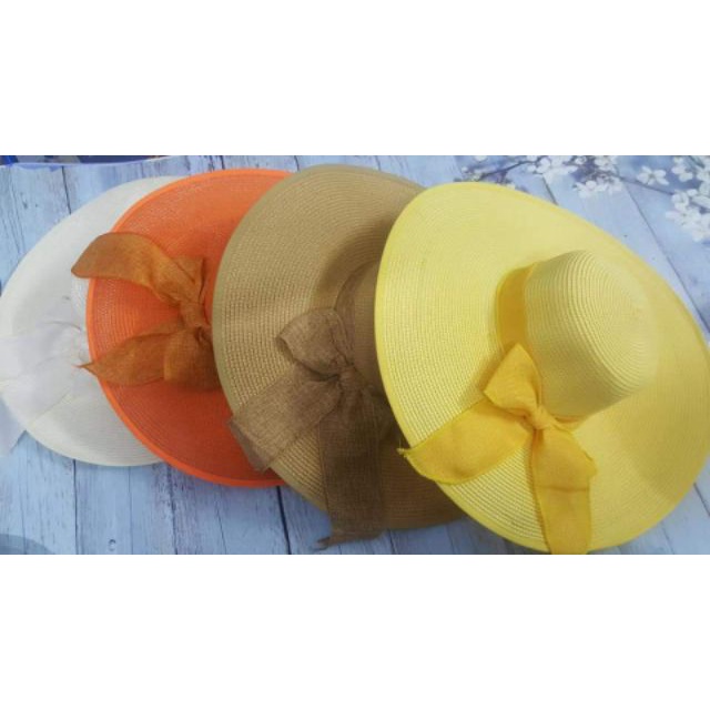 Mũ Cói Vành Rộng_Nón đi biển rộng vành thắt nơ thời trang!!