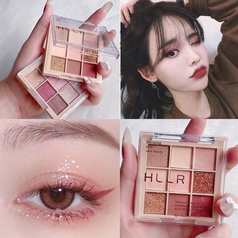 Bảng Phấn Mắt 9 Màu Sắc Hiệu Ứng Lì / Ánh Nhũ Chống Nước Lên Màu Cực Chuẩn