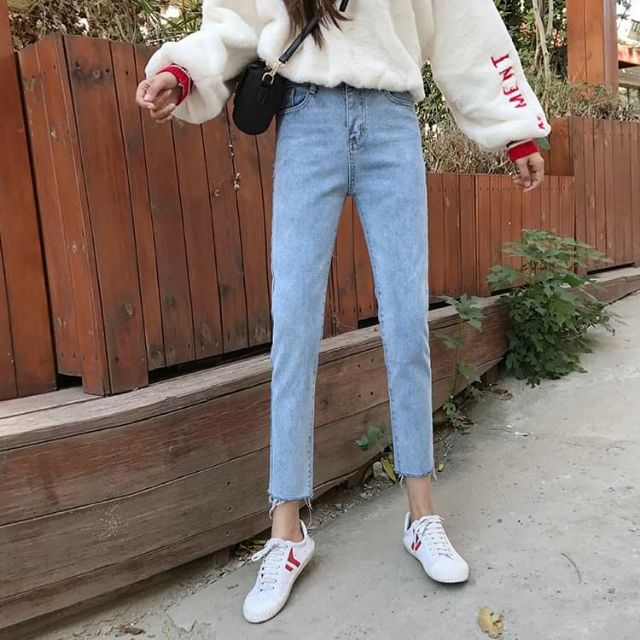 Hàng Sẵn_ Quần jeans lửng retro ulzzang