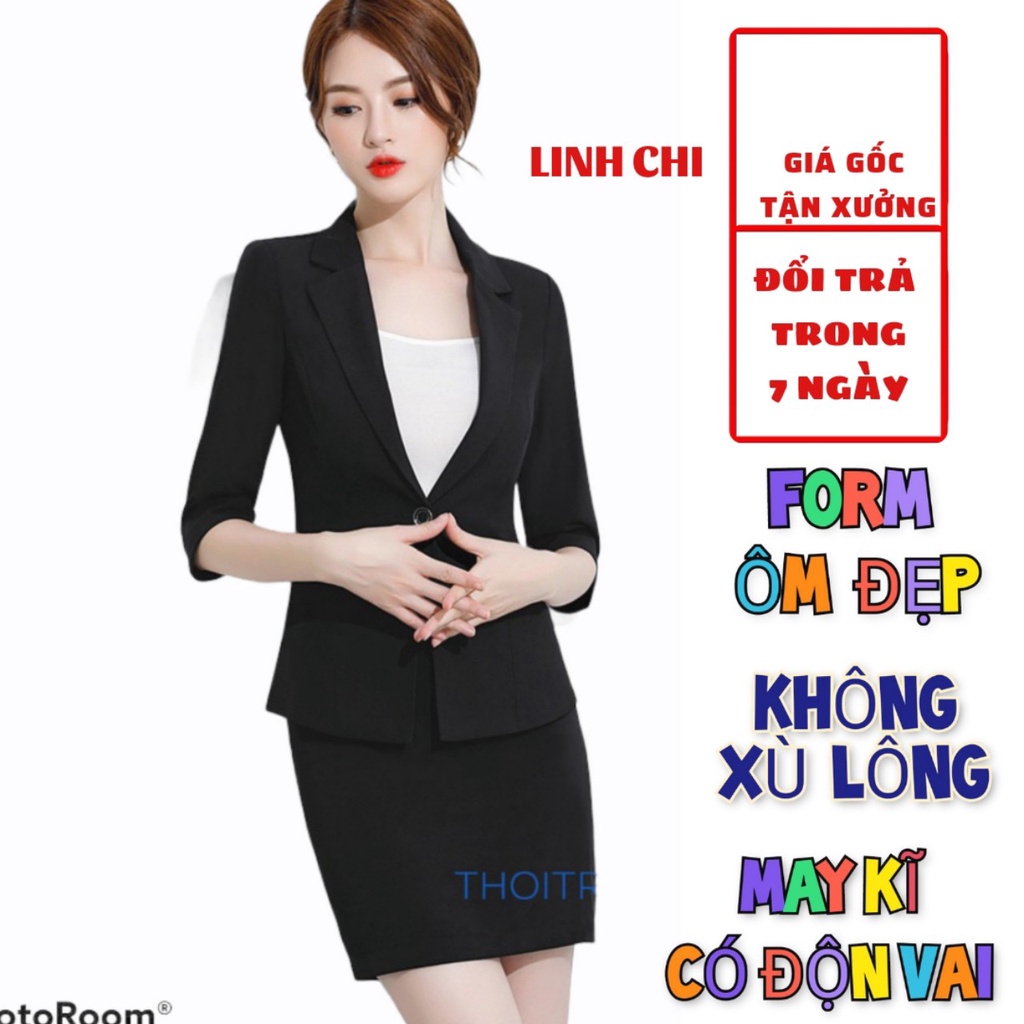 Áo Vest công sở tay lỡ cao cấp LINH CHI dáng ngắn form đẹp sang trọng ĐTL16  Được đổi trả thoải mái