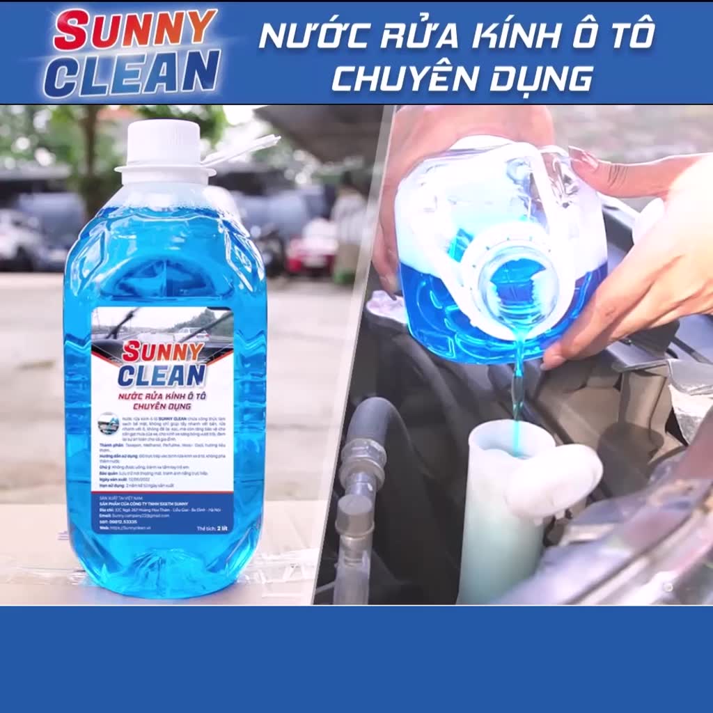 [Thùng 6 Can 2 Lít] Nước Rửa Kính Ô Tô SunnyClean Chính Hãng