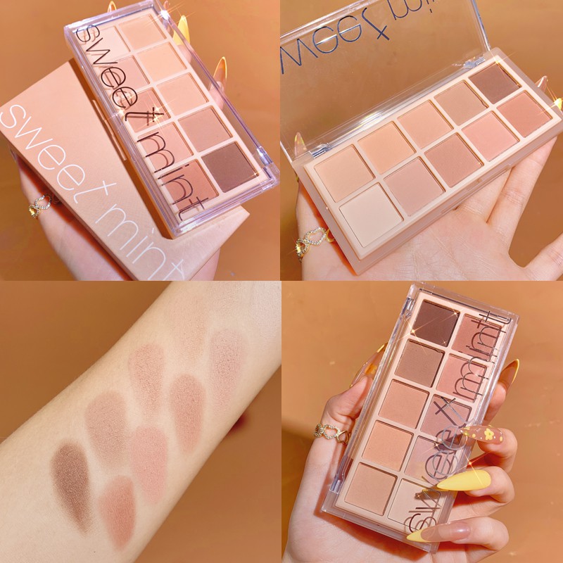 Bảng phấn mắt nhũ lì 10 ô Sweet Mint Chữ T Lệch Sena Beauty | BigBuy360 - bigbuy360.vn