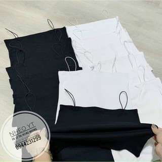 Áo 2 dây croptop đen trơn (Có ảnh thật) Freesize