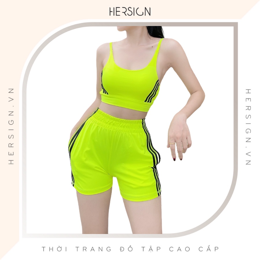 ĐỒ TẬP GYM NỮ ĐỒ TẬP YOGA NỮ BỘ ĐỒ TẬP ÁO BRA QUẦN SHORT BỘ THỂ THAO THUN LẠNH HERSIGN-SET37B