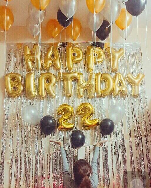 Combo 2 mành kim tuyến, bóng chữ Happy Birthday và 50 bóng nhũ kèm phụ kiện