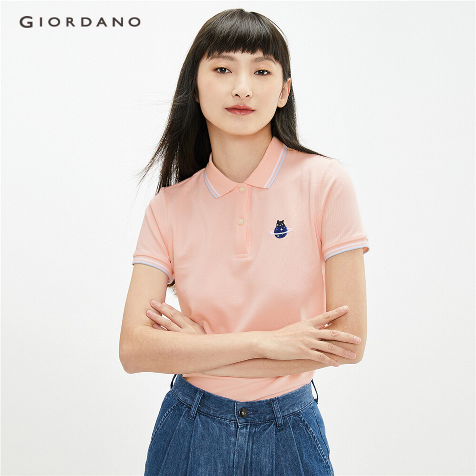 Áo thun Polo thêu hình Giordano 13311003 cho nữ | BigBuy360 - bigbuy360.vn