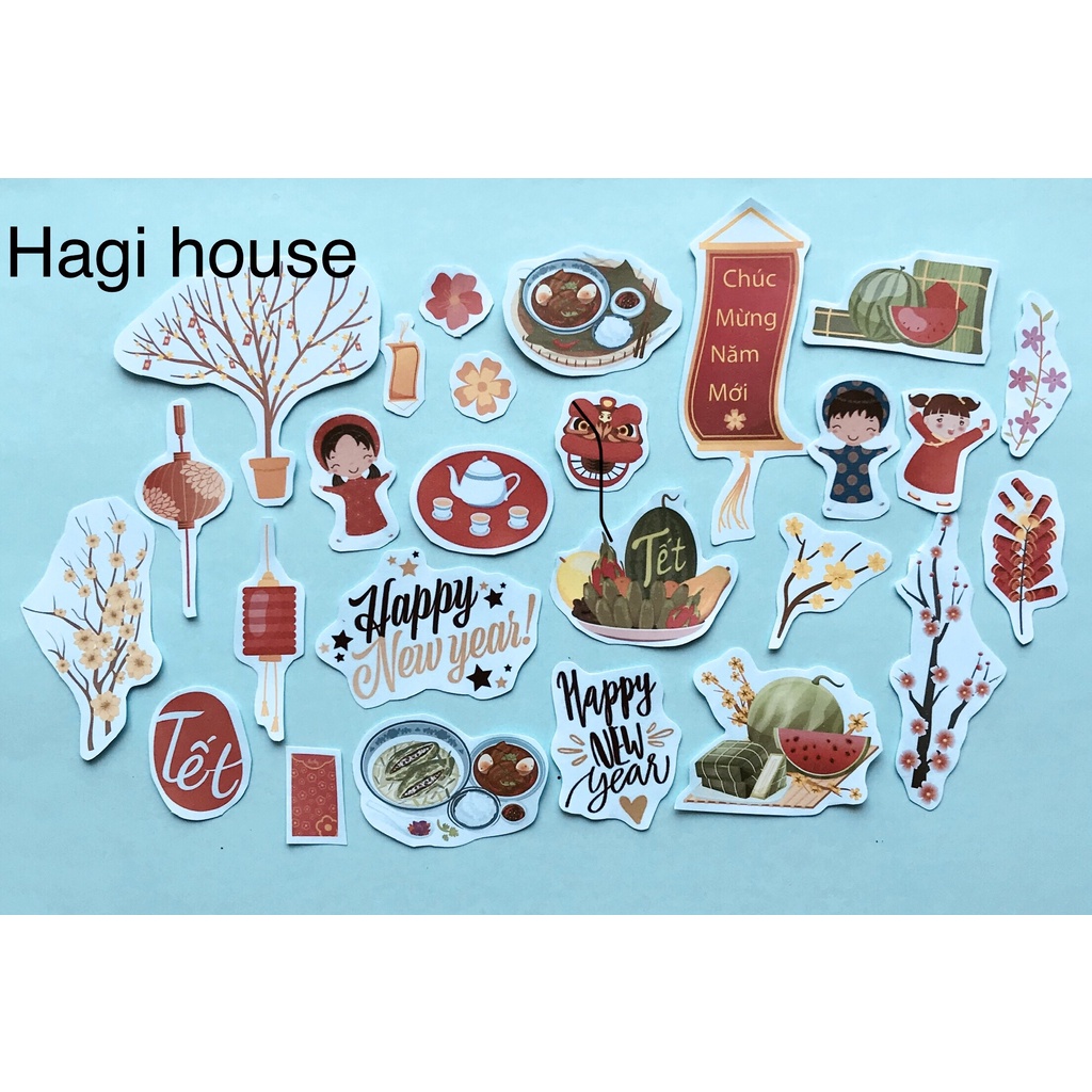 Sticker Tết 2022, nhãn dán trang trí tết việt, dễ thương, sticker nhỏ xinh, phù hợp dán thiệp, hộp đựng quà