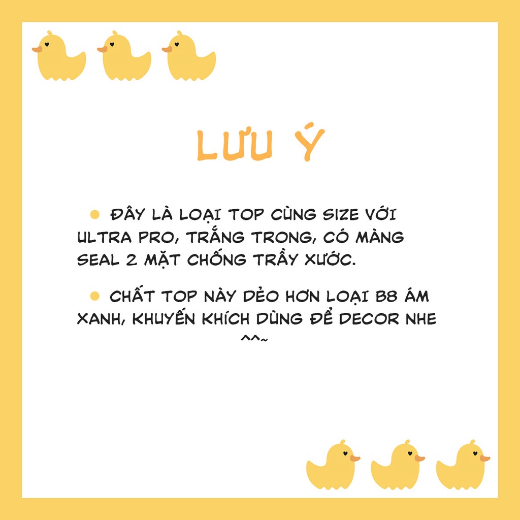 Toploader trắng có seal lột màng bảo vệ đựng ảnh photocard Kpop size 68*97mm dọc