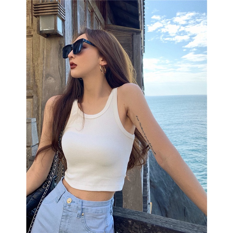 Áo croptop nữ chất cotton - Áo ba lỗ cộc tay dáng ôm mềm mịn