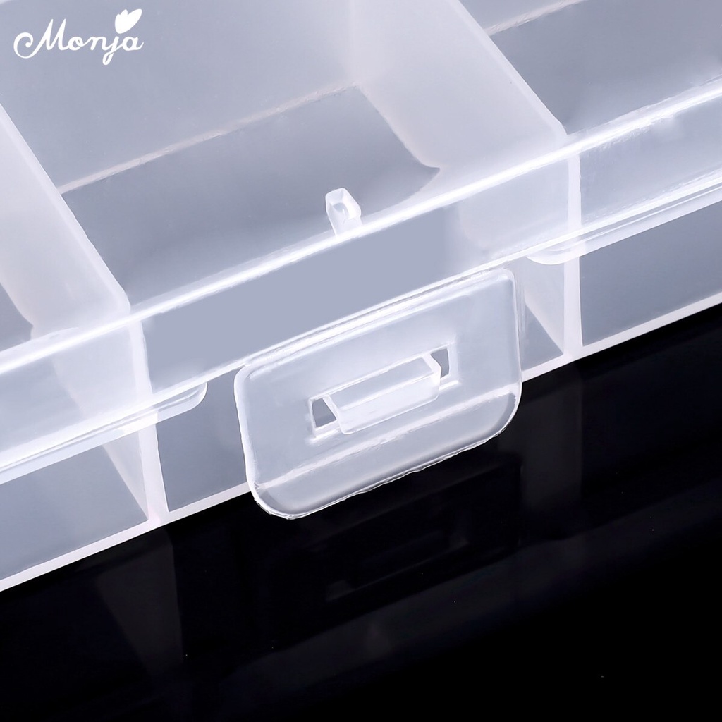 [Hàng mới về] Hộp Nhựa Monja Trong Suốt 24 Ngăn Đựng Hạt Đá Trang Trí Móng Tay
