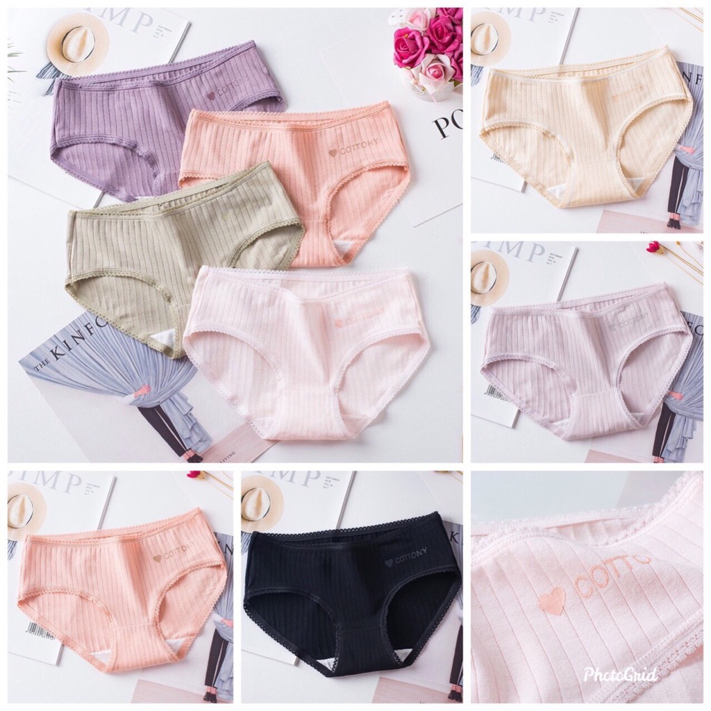 Combo 4 quần lót nữ gân tăm ❣️FREESHIP❣️  chất liệu cotton thấm hút mồ hôi | BigBuy360 - bigbuy360.vn