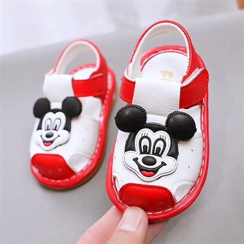 Dép Sandal cho bé trai bé gái - Dép sandal tập đi có hình Mickey có còi quai dán dễ thương phong cách Hàn Quốc B802