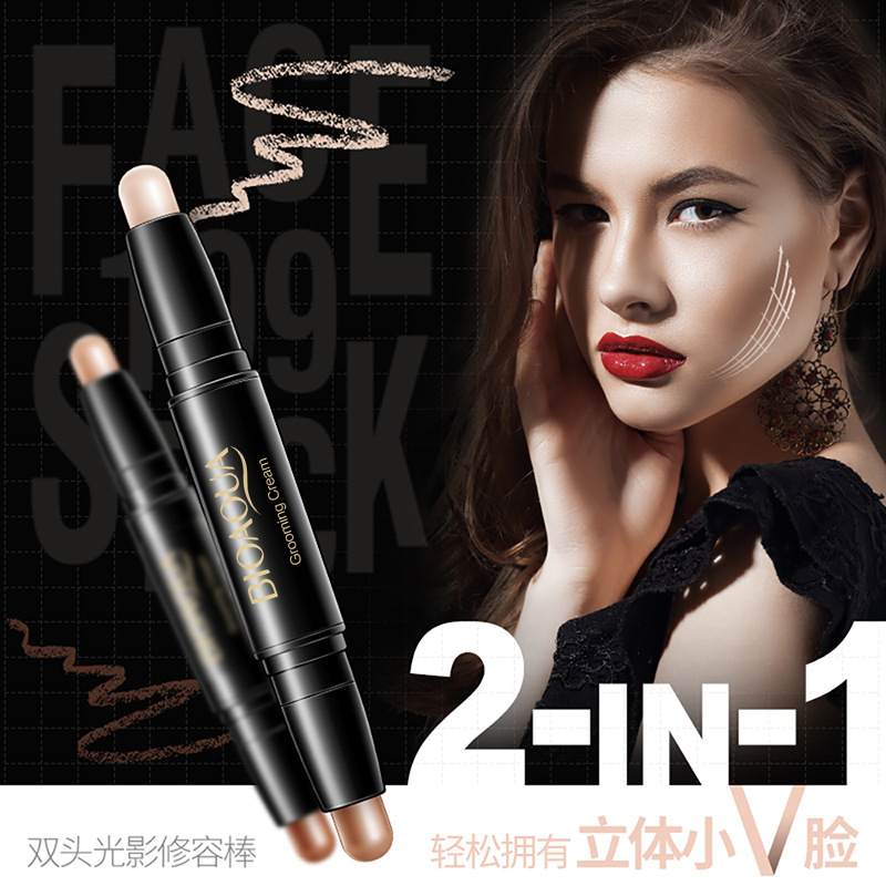 BIOAOUA  Light Shadow Double-headed Repair Stick Concealer Fix Makeup And Repair Face Three-dimensional Shadow Highlight Brightening Stick