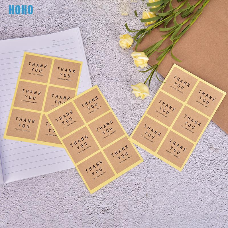 Bộ 60 miếng dán trang trí hộp quà bánh in chữ Thank You phong cách Vintage