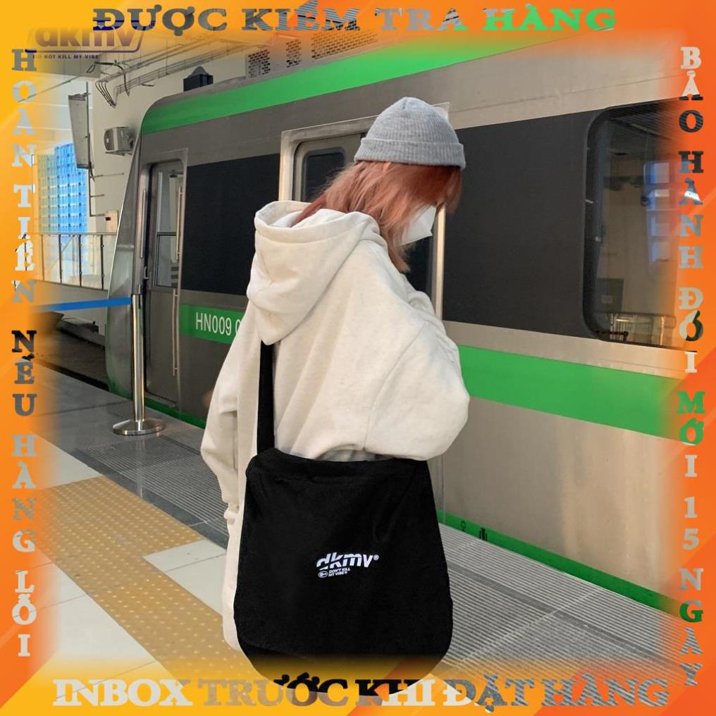 Túi đeo chéo canvas cỡ lớn DKMV màu đen - Túi đeo chéo unisex Over Bag | K-B011 hiennguyen