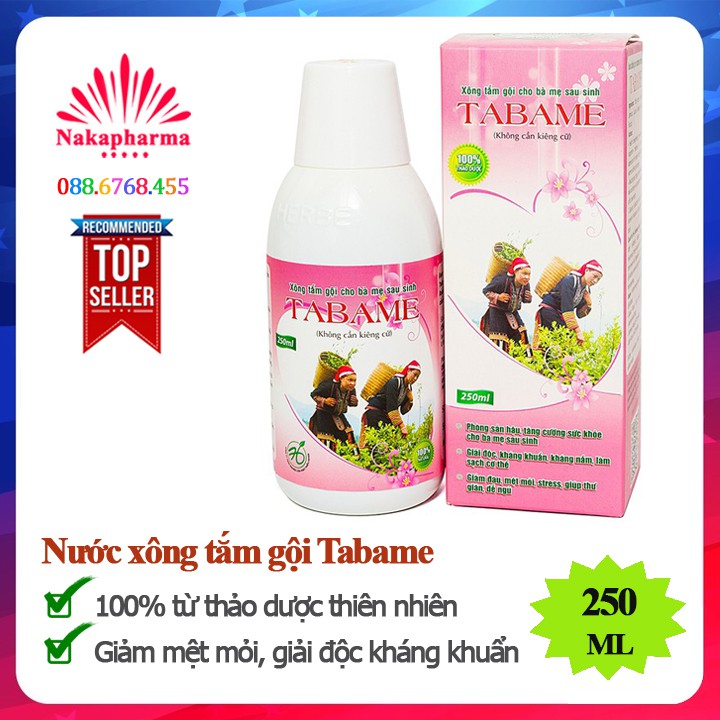 Nước xông tắm gội cho bà mẹ sau sinh TABAME - Hỗ trợ bệnh sản hậu, giúp thư giãn hiệu quả, giải độc kháng khuẩn