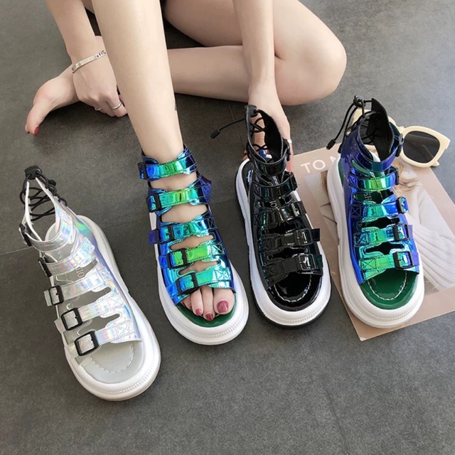 [SẴN BẠC 37] Sandal đế cao quai bling bling (ảnh thật ở cuối)