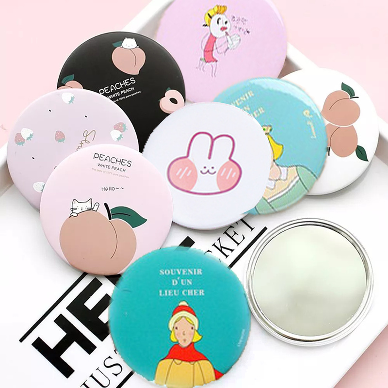 Gương trang điểm mini hình tròn in hoạt hình đáng yêu