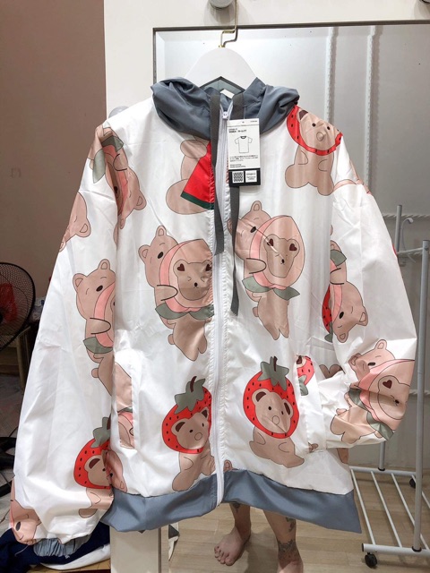 Khoác gió gấu 2 lớp phối mũ HSN877