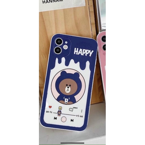 Ốp bảo vệ điện thoại hình gấu like happy cạnh vuông giả 12 cho lp 12/12promax/13/13promax/6/6p/7p/8p/x/xr/xsmax
