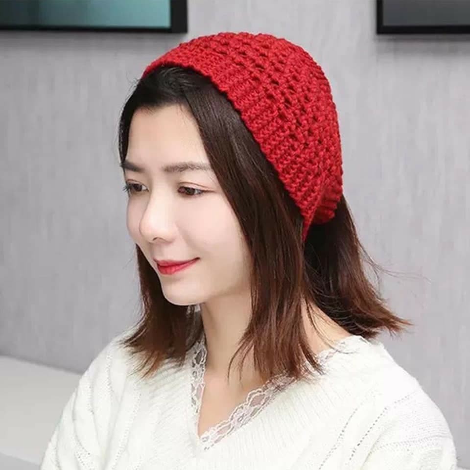 Băng Đô Len Cài Tóc Thời Trang Khăn quấn đầu đan len cho nữ phong cách thời trang Hàn Quốc