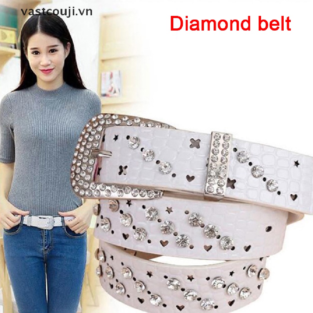 Thắt Lưng Giả Da Đính Đá Thời Trang Dành Cho Nữ