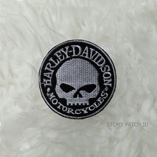 Miếng dán thêu hình đầu lâu trang trí xe mô tô harley davidson