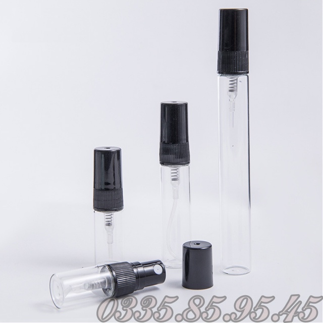 Lọ chiết nước hoa THỦY TINH TRÒN NẮP ĐEN 2ml, 3ml, 5ml, 10ml - Vỏ chai, Ống đựng dầu thơm