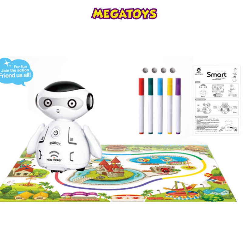 Đồ Chơi Giáo Dục - Robot Thông Minh Cảm Ứng Màu Sắc Đi Theo Nét Vẽ Của Bạn