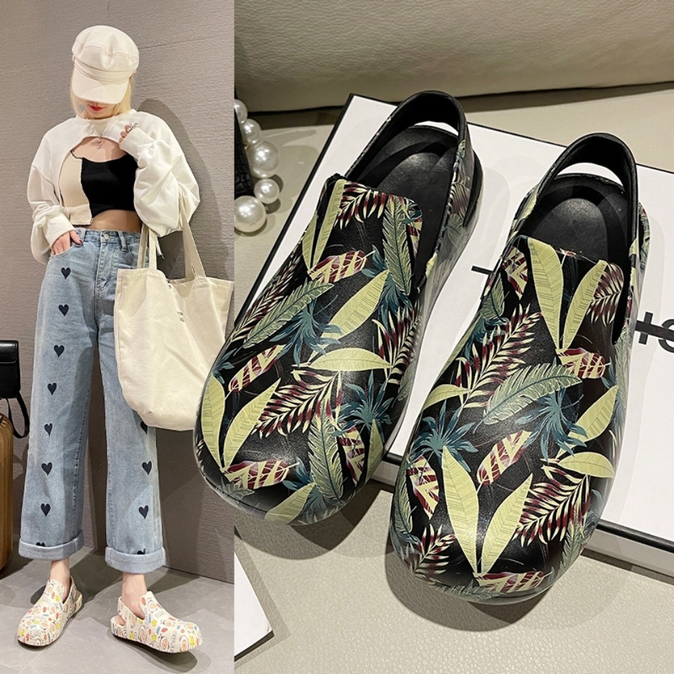 Dép Sandal Bít Mũi Đế Bằng Chống Thấm Nước Thời Trang Mùa Hè 2022 Cho Nữ