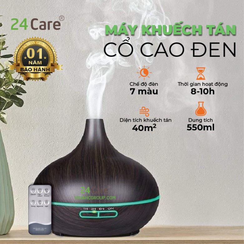 Máy khuếch tán tinh dầu 24Care công suất 10W dung tích 500ml có chế độ hẹn giờ