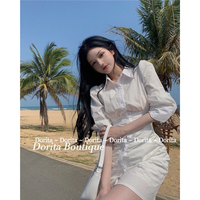Váy sơ mi rúm chân siêu xinh Hàn Quốc, Đầm rúm chân Siêu xinh - Dorita Boutique