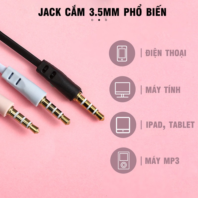 Tai nghe chụp tai có dây dễ thương tai thỏ màu hồng dễ thương xinh xắn phụ kiện chụp ảnh giá rẻ