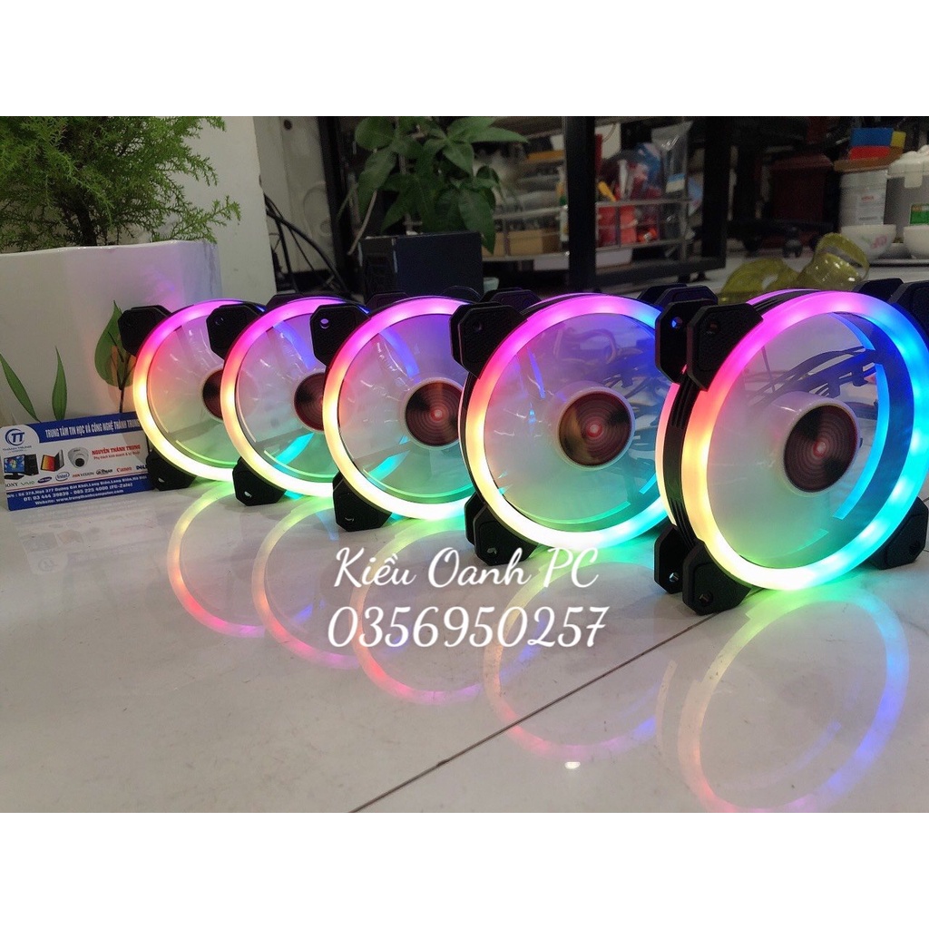 Quạt tản nhiệt, Fan Led RGB Coolmoon Sunshine V1 Dual Ring (Dùng qua Hub chuyển đổi nguồn)