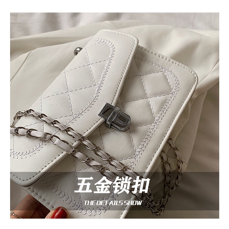 Túi xách da nữ da trần chỉ chất da PU cao cấp đeo chéo hoặc kẹp nách Túi hộp cứng hàng Quảng Châu B11420
