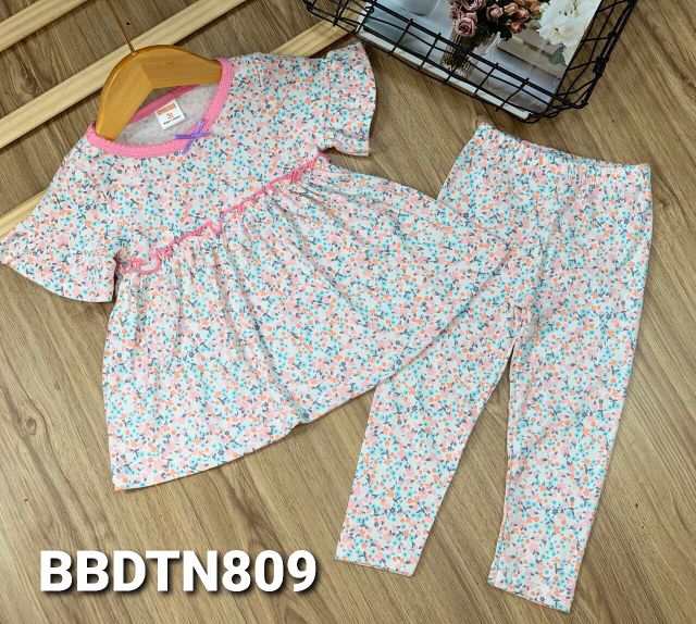 Bộ babydoll tay ngắn quần dài thun borip xinh xắn cho bé gái từ 11 đến 23kg - Bộ quần áo bé gái