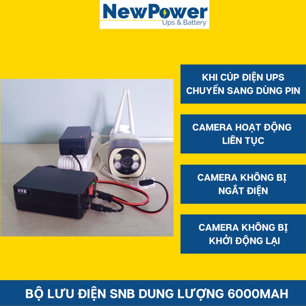 Bộ lưu điện gia đình 6000mAh, UPS 12V dùng cho camera, wifi, nguồn dự phòng 12V..mới 100%,bảo hành 12 tháng