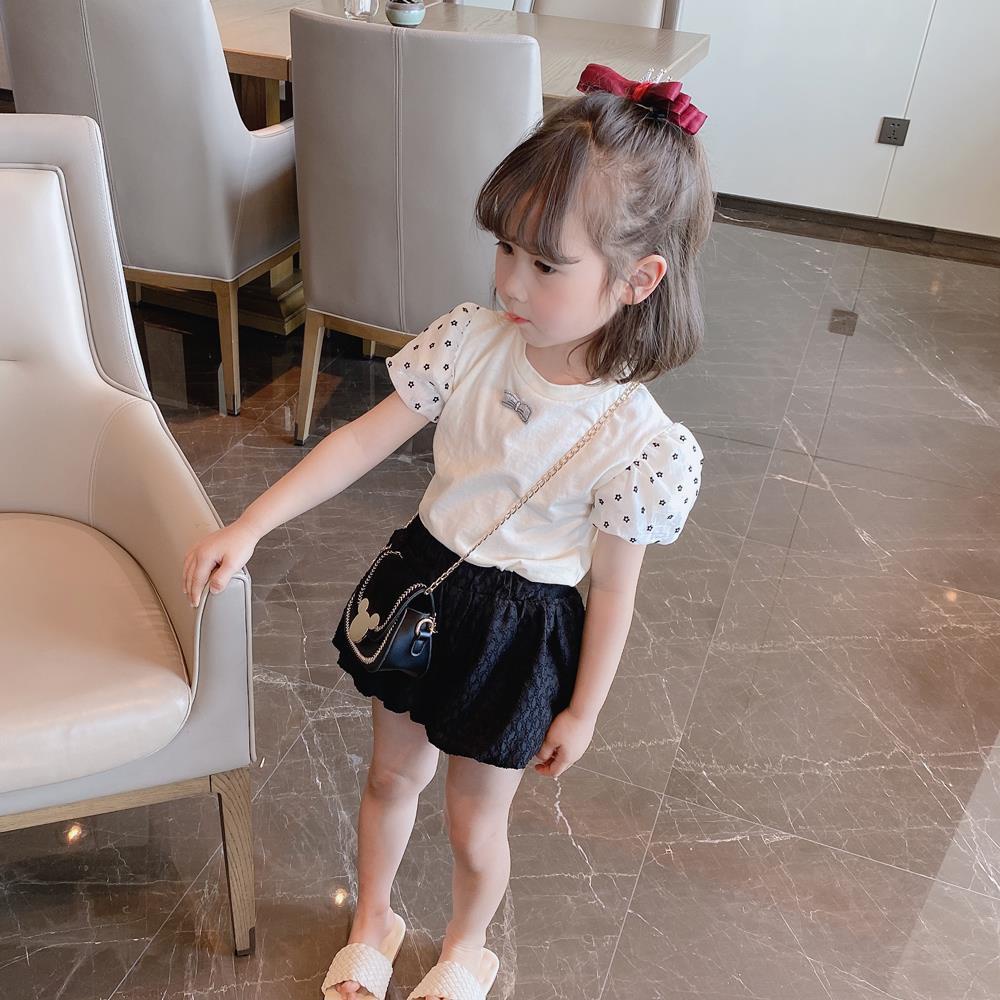 Áo thun tay ngắn phồng mùa hè mới cho bé gái 3-8 tuổi✨Chaperon✨